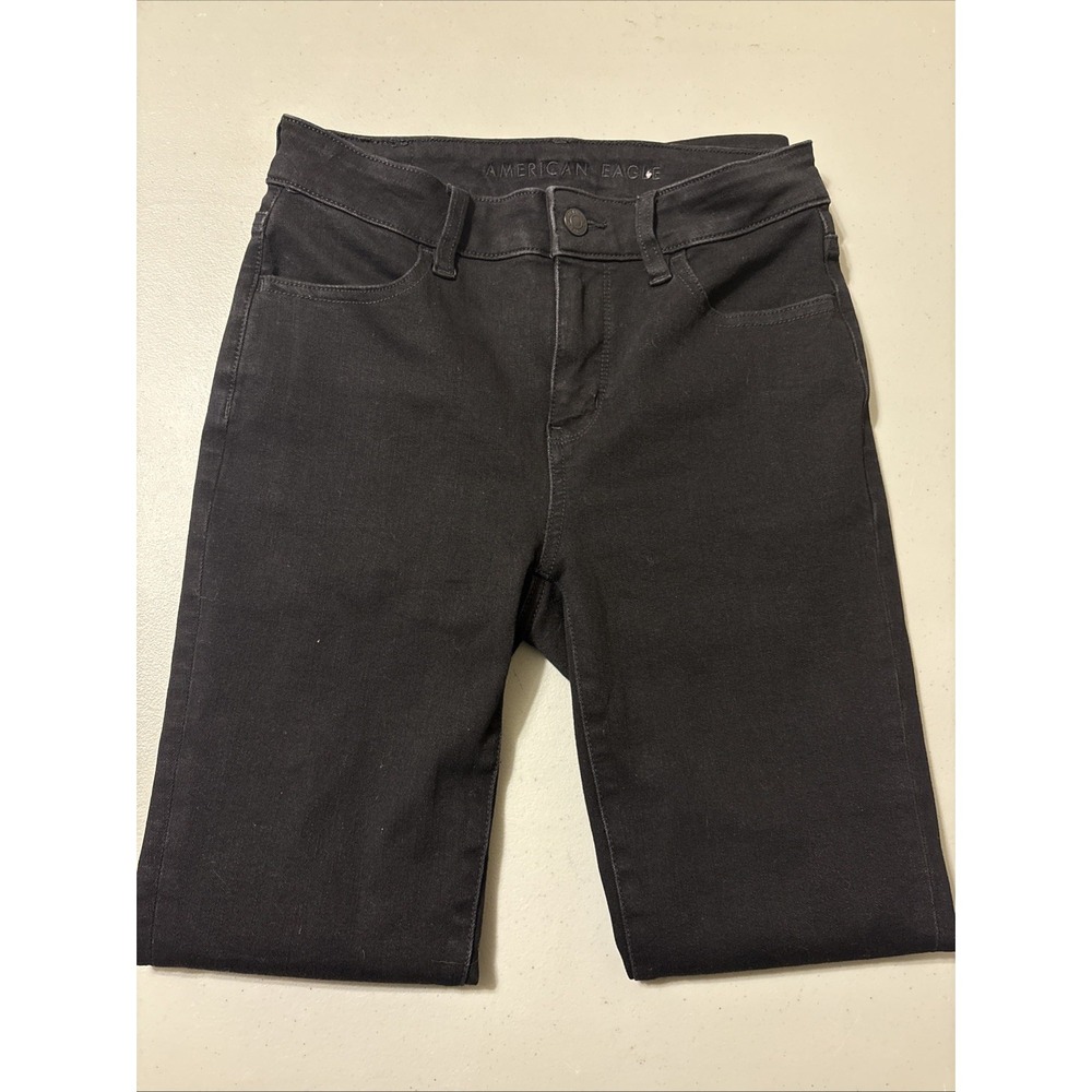 American Eagle Dream Stretch Hi-Rise Jegging Jeans Black Denim Size 2